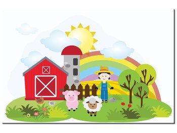 Obraz Mały farmer i zwierzątka, 60x40 cm - Oobrazy
