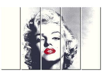 Obraz Marilyn Monroe z czerwonymi ustami, 5 elementów, 100x63 cm - Oobrazy