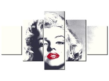 Obraz Marilyn Monroe z czerwonymi ustami, 5 elementów, 125x70 cm - Oobrazy