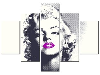 Obraz Marilyn Monroe z fioletowymi ustami, 5 elementów, 100x70 cm - Oobrazy