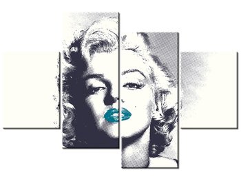 Obraz Marilyn Monroe z turkusowymi ustami, 4 elementy, 120x80 cm - Oobrazy