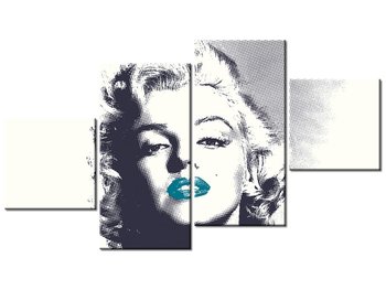 Obraz Marilyn Monroe z turkusowymi ustami, 4 elementy, 160x90 cm - Oobrazy