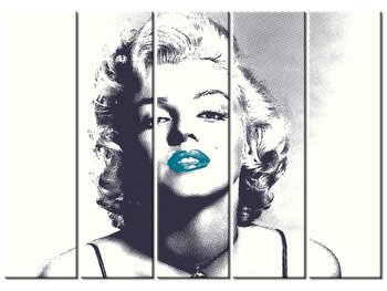 Obraz Marilyn Monroe z turkusowymi ustami, 5 elementów, 225x160 cm - Oobrazy