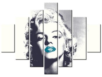 Obraz Marilyn Monroe z turkusowymi ustami, 7 elementów, 210x150 cm - Oobrazy