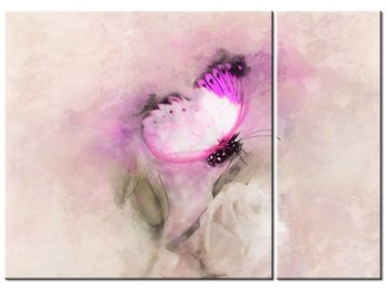 Obraz Motyl i róża, 2 elementy, 70x50 cm - Oobrazy