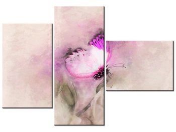 Obraz Motyl i róża, 3 elementy, 100x70 cm - Oobrazy