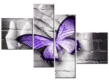 Obraz Motyl na dłoniach, 4 elementy, 100x70 cm - Oobrazy