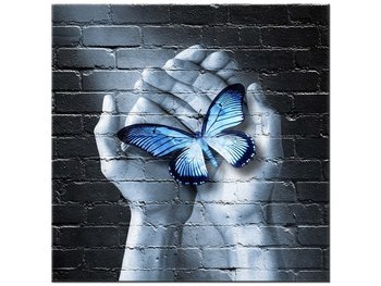 Obraz Motyl na dłoniach, 40x40 cm - Oobrazy