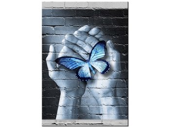 Obraz Motyl na dłoniach, 70x100 cm - Oobrazy