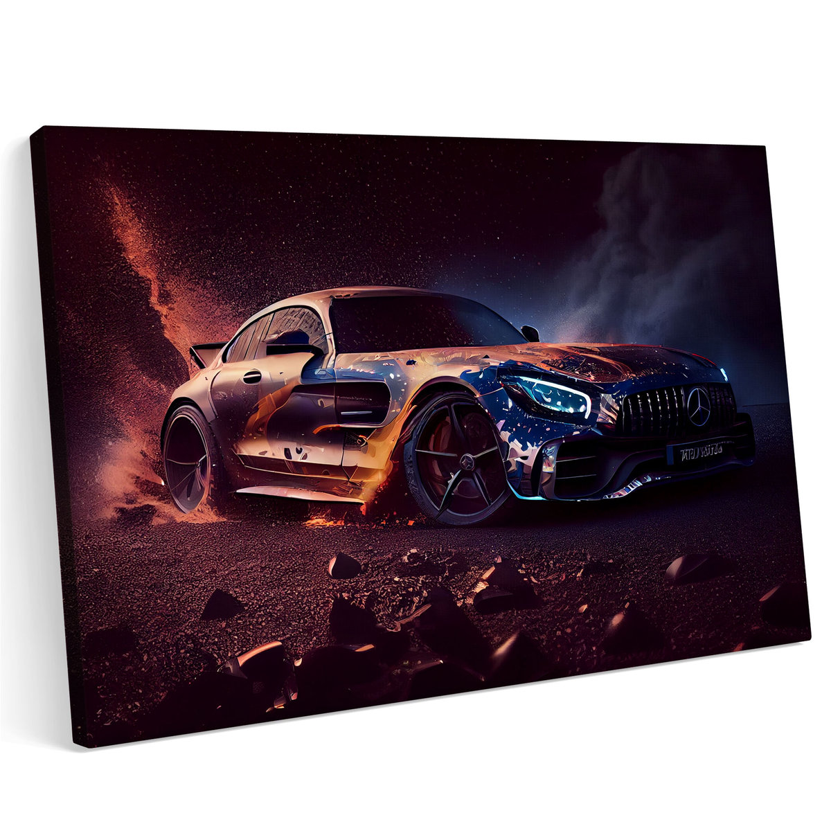 Obraz Na Płótnie 100x70cm Mercedes Benz Amg Gt Samochód Sport Droga Tuning Abstrakcja 0278