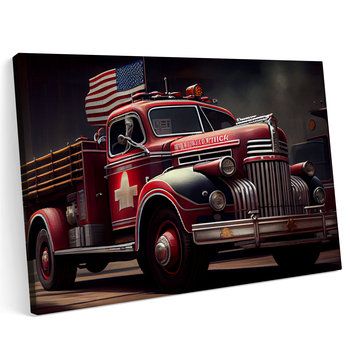 Obraz na płótnie 100x70cm Wóz Strażacki Straż USA Klasyk Pożar - Printonia