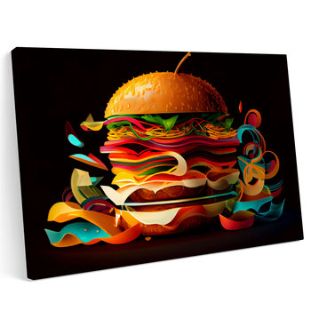 Obraz na płótnie 140x100cm Burger Hamburger Chesseburger Jedzenie Fastfood - Printonia