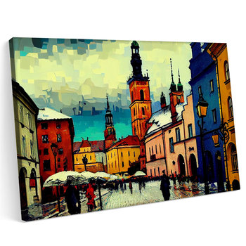 Obraz na płótnie 140x100cm Kraków Malarstwo Miasto Panorama - Printonia