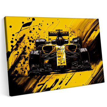 Obraz na płótnie 140x100cm Żółty bolid F1 Formuła grafika - Printonia