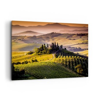 Obraz na płótnie - Arkadia - pejzaż toskański - 120x80cm - Krajobraz Toskania Winnice - Nowoczesny obraz na ścianę do salonu do sypialni ARTTOR - ARTTOR