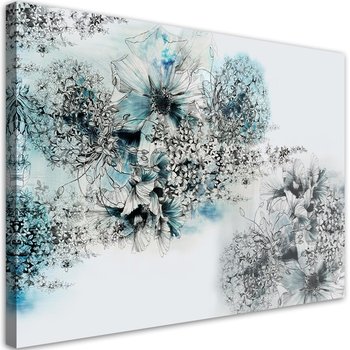 Obraz na płótnie, Błękitne kwiaty abstrakcja - 90x60 - Inny producent