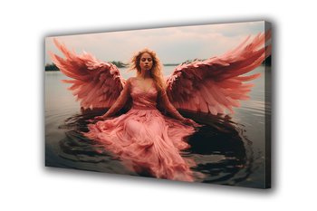 Obraz na płótnie canvas anioł dziewczyna róż g 30x20 cm - Obraz na płótnie