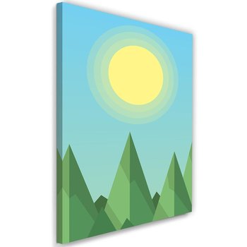 Obraz na płótnie Canvas FEEBY, Geometryczny krajobraz leśny ze słońcem, 40x60 cm - Caro