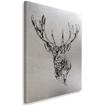 Obraz na płótnie Canvas FEEBY, Narysowana głowa jelenia, 70x100 cm - Caro