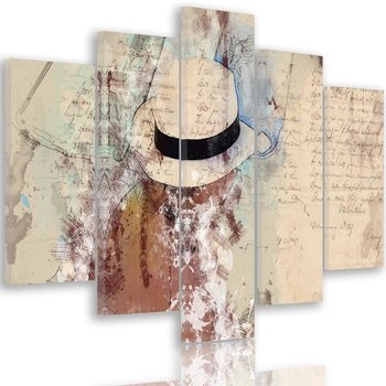 Obraz na płótnie Canvas FEEBY, pentaptyk typ A, Kobieta w kapeluszu, 100x70 cm - Caro