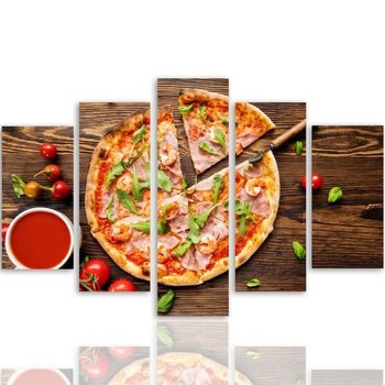 Obraz na płótnie Canvas FEEBY, pentaptyk typ A, Pizza z rukolą, 100x70 cm - Caro