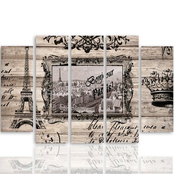 Obraz na płótnie Canvas FEEBY, pentaptyk typ B, Bonjour Paris, 100x70 cm - Caro