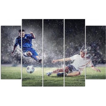 Obraz na płótnie Canvas FEEBY, pentaptyk typ B, Piłkarze - wślizg, 100x70 cm - Caro