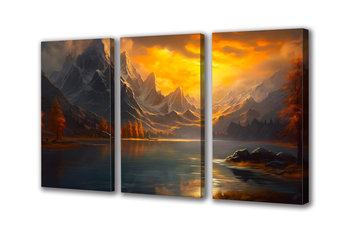 Obraz na płótnie canvas góry morze zachód c 150x110 cm - Obraz na płótnie