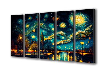 Obraz na płótnie canvas gwiezdna noc latarnia f 251x110 cm - Obraz na płótnie