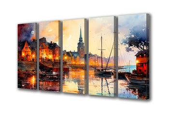 Obraz na płótnie canvas miasto statek port k 251x110cm - Obraz na płótnie