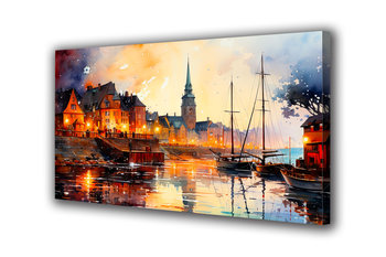 Obraz na płótnie canvas miasto statek port k 30x20cm - Obraz na płótnie