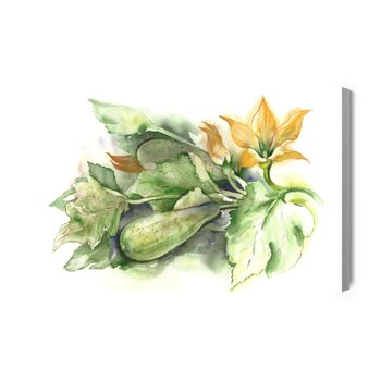 Obraz Na Płótnie Cukinia Z Kwiatami Malowana Akwarelą 120x80 NC - Inny producent