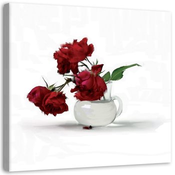 Obraz na płótnie, Czerwone róże w wazonie - 60x60 - Inny producent