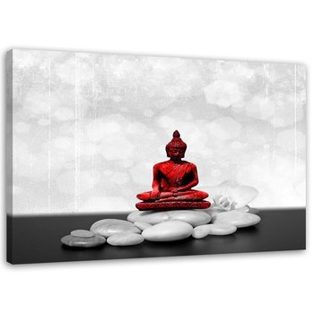 Obraz na płótnie, Czerwony Budda na kamieniach - 100x70 - Inny producent
