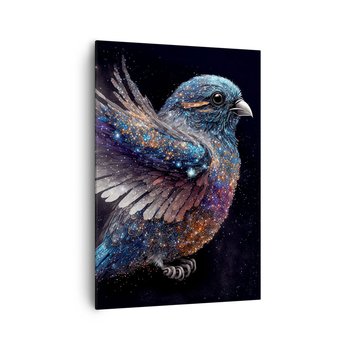 Obraz na płótnie - Diamentowy wróbel - 70x100cm - Ptak Magiczny Kosmos - Nowoczesny foto obraz w ramie do salonu do sypialni ARTTOR - ARTTOR