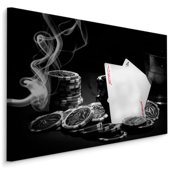 Obraz Na Płótnie Do Biura Zestaw POKEROWY Dym Żetony Karty 30cm x 20cm - Muralo