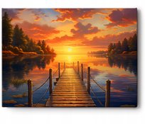Obraz Na Płótnie do Salonu 120x80 cm Sypialni Zachód Słońca nad Jeziorem