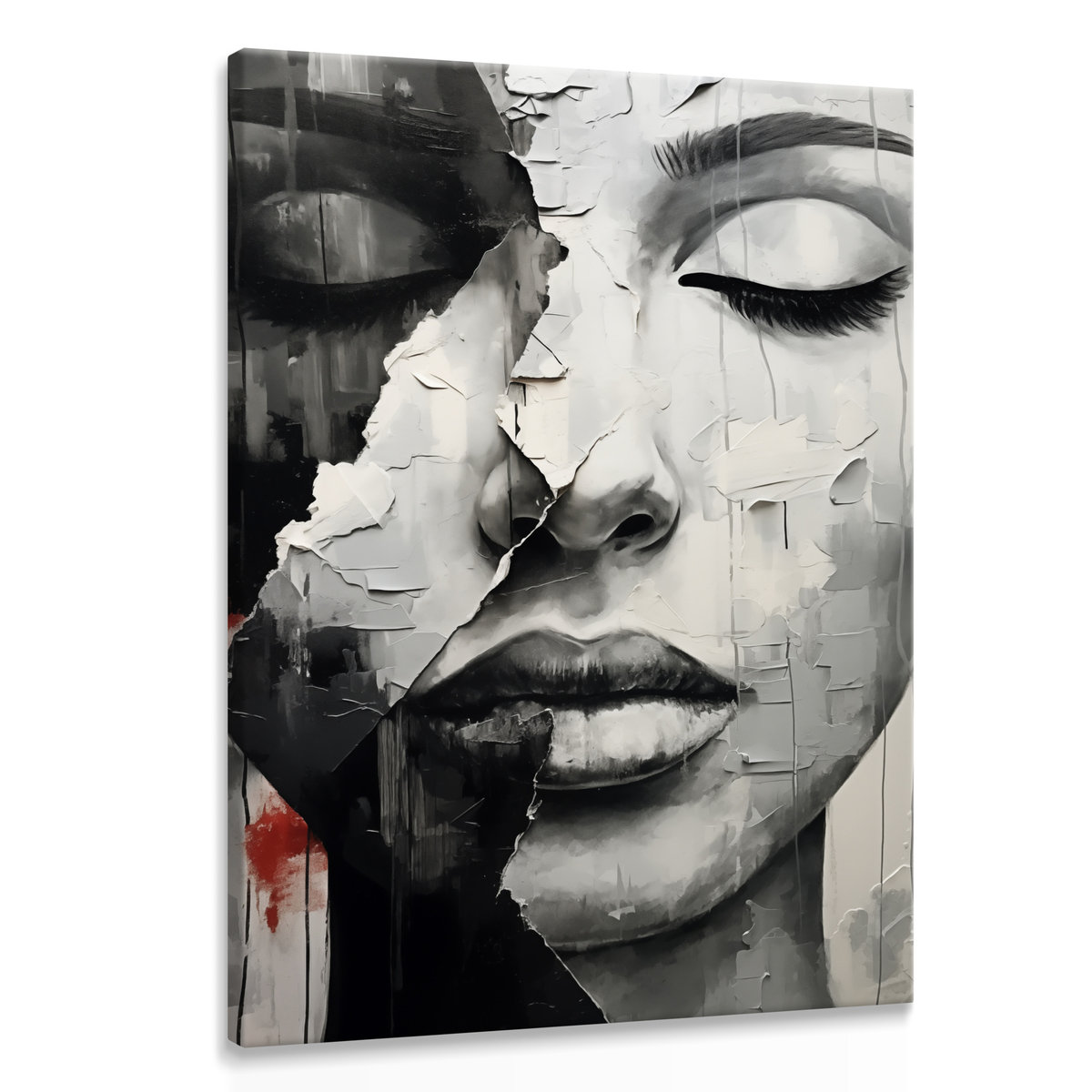 Obraz Na Płótnie Do Salonu Portret Kobiety Usta Abstrakcja Beton 50cm X 70cm Muralo Sklep 7871