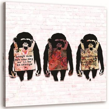 Obraz na płótnie FEEBY, Banksy 3 małpy 30x30 - Feeby