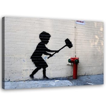 Obraz na płótnie FEEBY, Banksy Chłopiec z młotem 90x60 - Feeby
