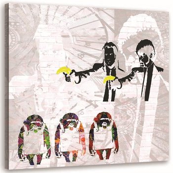 Obraz na płótnie FEEBY, Banksy gangsterzy z bananami i 3 małpy 60x60 - Feeby