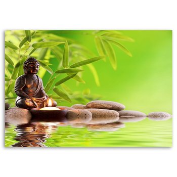 Obraz na płótnie FEEBY, Buddha Bambus Kamienie Zen 100x70 - Feeby