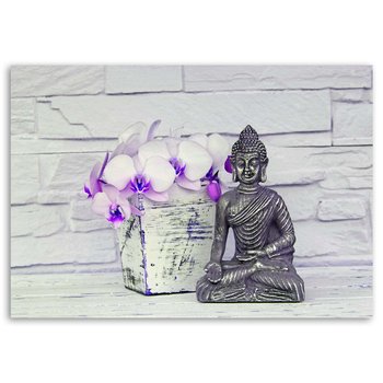 Obraz na płótnie FEEBY, Buddha i kwiaty 100x70 - Feeby