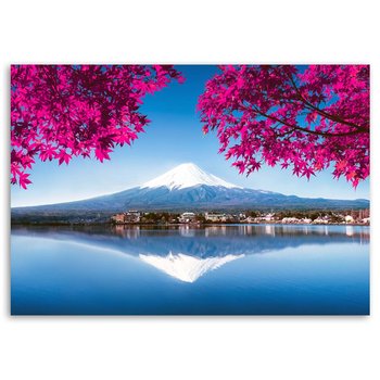 Obraz na płótnie FEEBY, Góra FUJI Jezioro różowe liście 100x70 - Feeby
