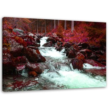 Obraz na płótnie FEEBY, Górski potok w czerwieni 90x60 - Feeby
