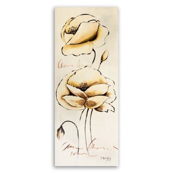 Obraz na płótnie FEEBY, Kwiat Pion Natura Beżowy 20x50 - Caro