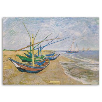 Obraz na płótnie FEEBY, Łodzie rybackie na plaży V.van Gogh 120x80 - Feeby