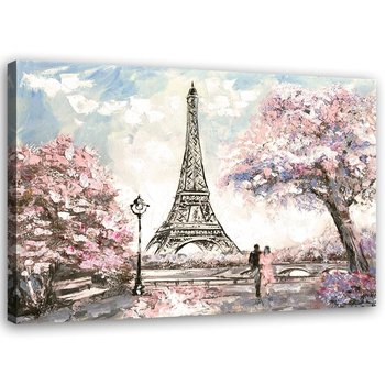 Obraz na płótnie FEEBY, Paryż Wieża Eiffla różowy 60x40 - Feeby
