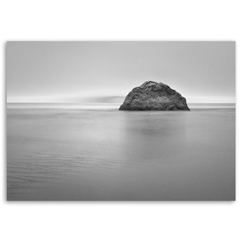 Obraz na płótnie FEEBY, Skała morze czarno biały 100x70 - Feeby