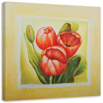 Obraz na płótnie FEEBY, Trzy czerwone tulipany 30x30 - Feeby